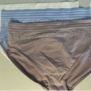 Breezies Floral Stripe Seamless Set of 3 High Cut-Wisteria-1X-NEW-A478508